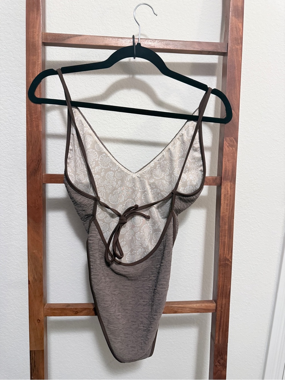 Free People Free-est Amber Reef Brown High-Leg One-Piece Swimsuit Size M NEW - Picture 4 of 9